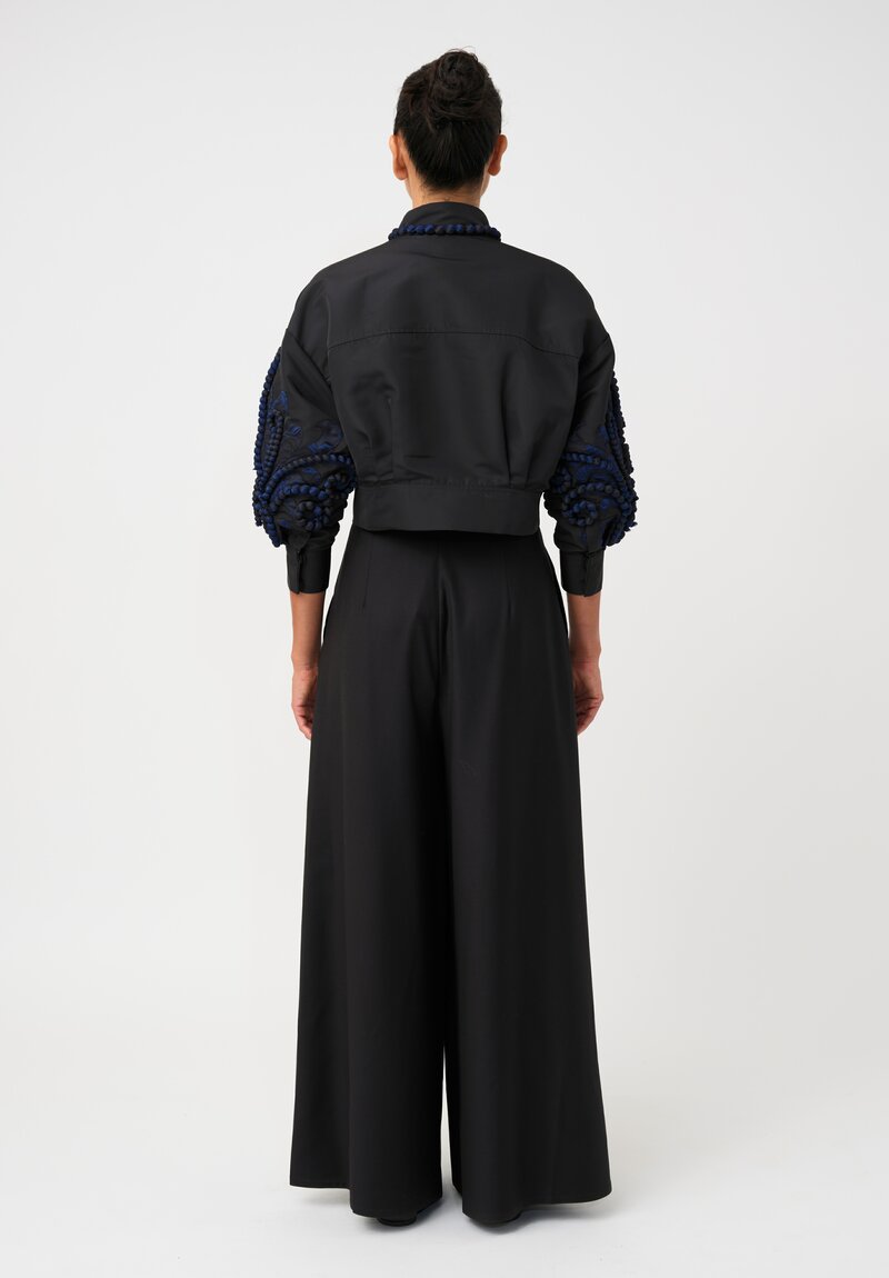 Biyan Lamé Ciria Cropped Jacket with Swirling Jacquard Beads