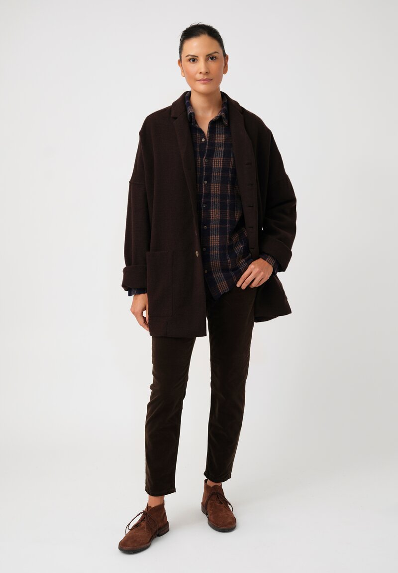 Album di Famiglia Thermal & Felted Serie Numerata Button-Down Shirt in Ink Blue Tartan