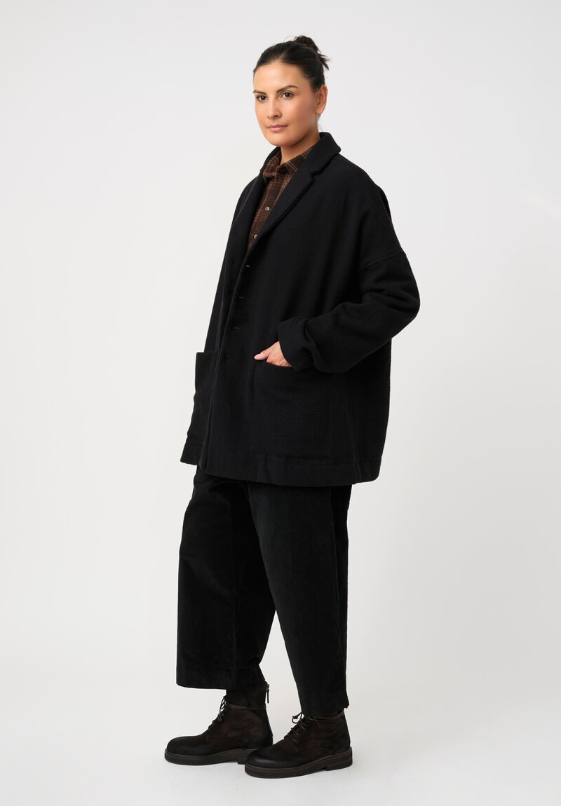 Album di Famiglia Thermal & Felted Serie Numerata Relaxed Blazer in Black