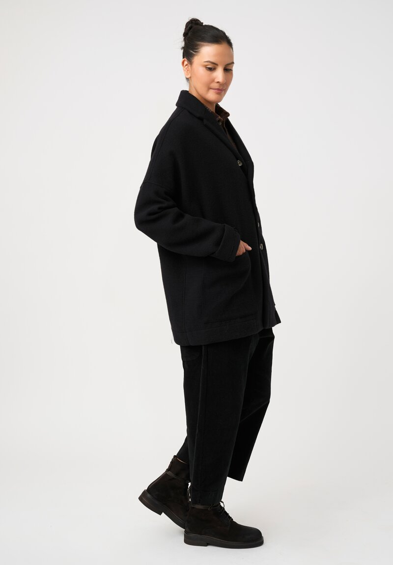Album di Famiglia Thermal & Felted Serie Numerata Relaxed Blazer in Black