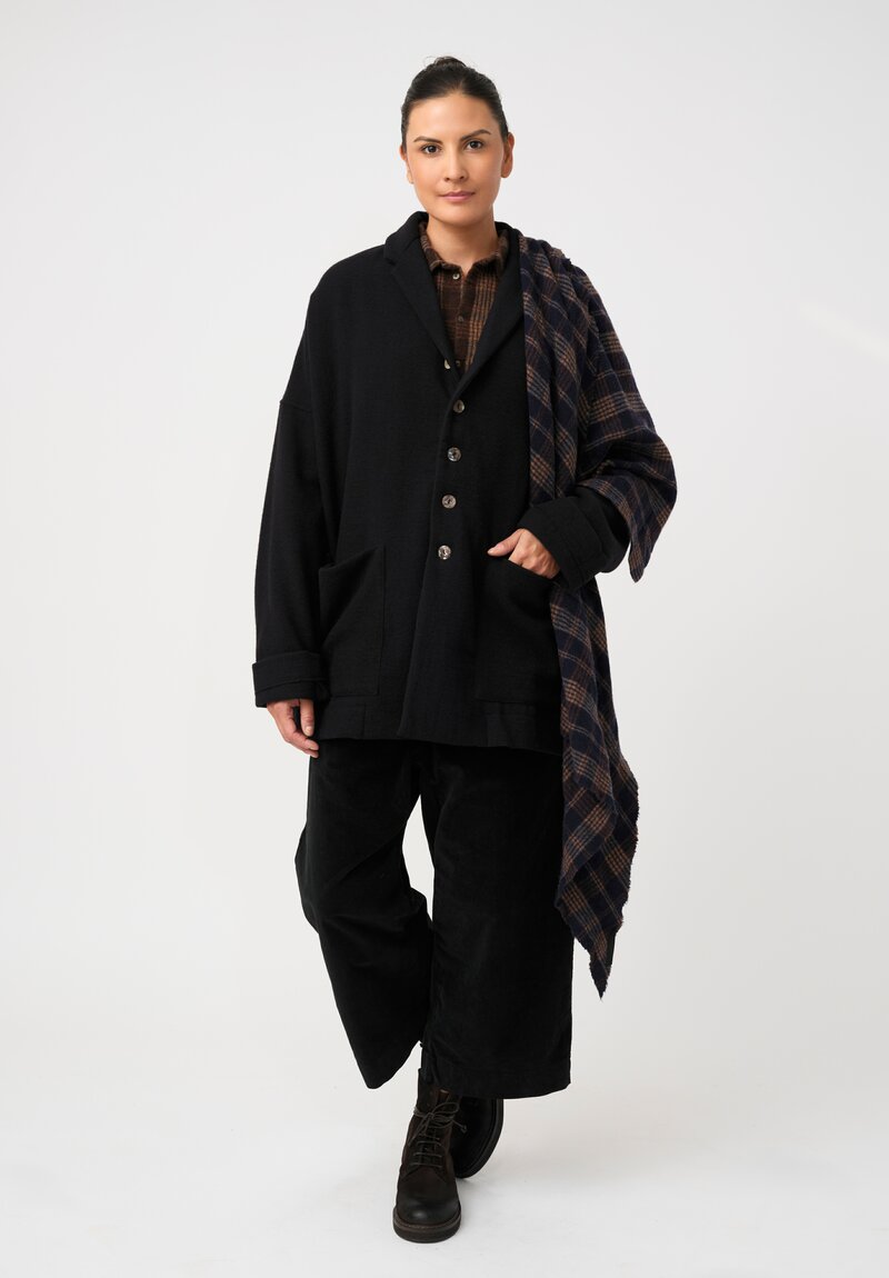 Album di Famiglia Thermal & Felted Serie Numerata Relaxed Blazer in Blackck