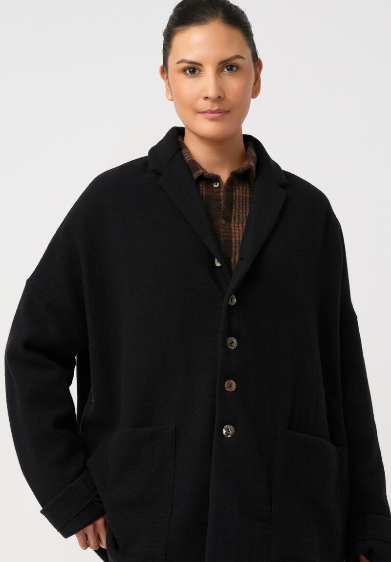 Album di Famiglia Thermal & Felted Serie Numerata Relaxed Blazer in Black