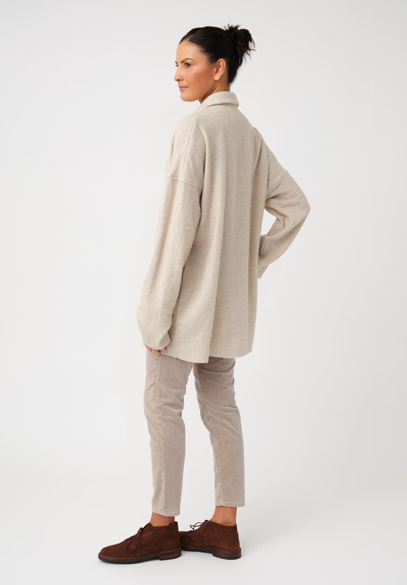 Album di Famiglia Thermal & Felted Serie Numerata Button-Down Shirt in Natural