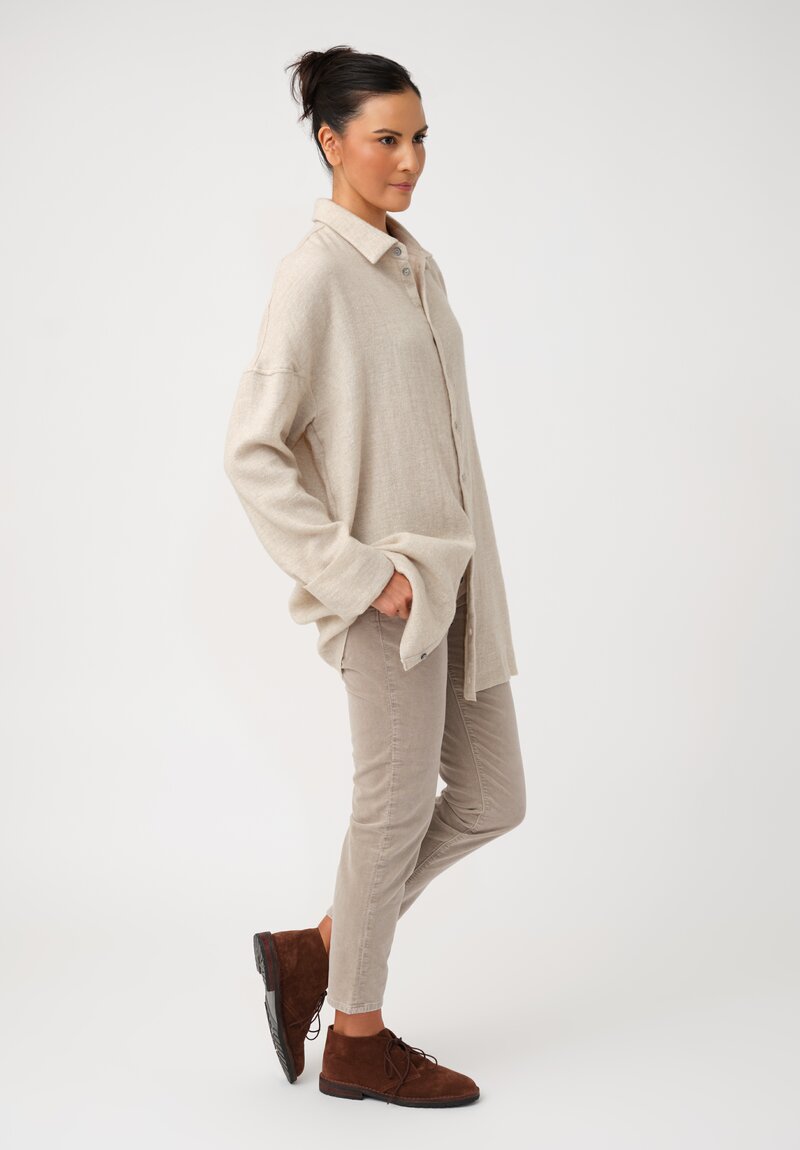 Album di Famiglia Thermal & Felted Serie Numerata Button-Down Shirt in Natural