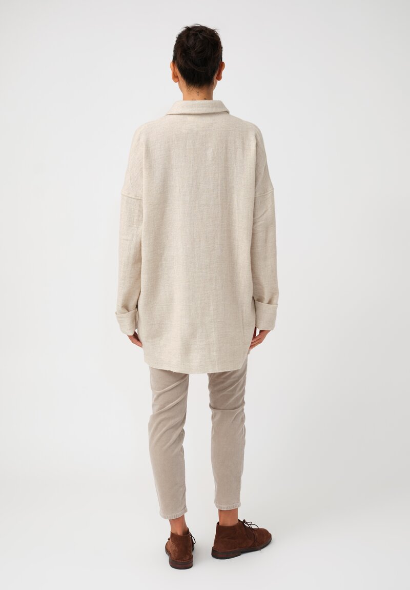 Album di Famiglia Thermal & Felted Serie Numerata Button-Down Shirt in Natural