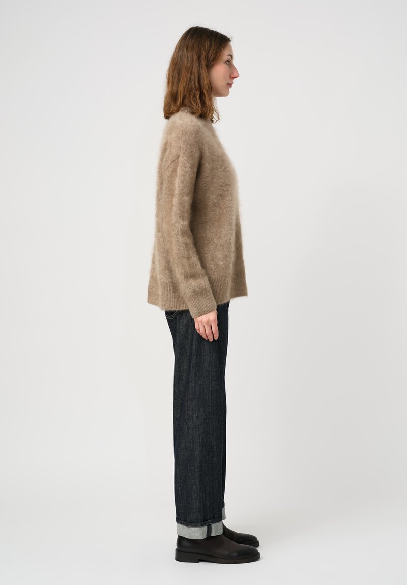S Max Mara Brushed Cashmere Dante Pullover in Natural Beige