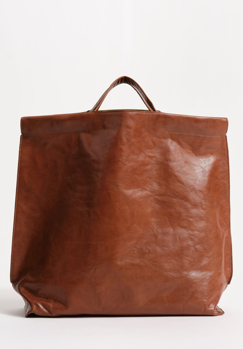 Bea Mombaers Tumbled Buffalo Leather Large Shopper Bag Cognac Brown