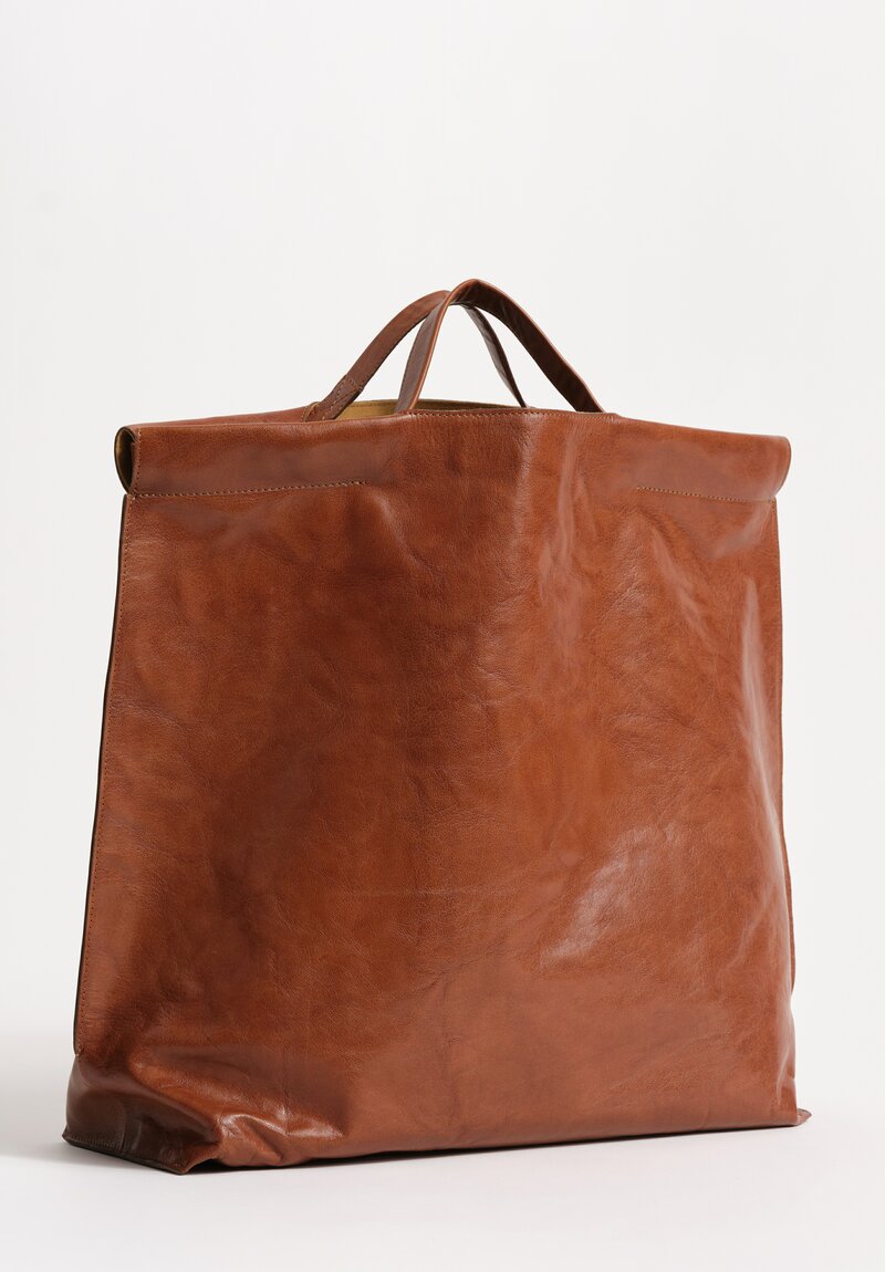 Bea Mombaers Tumbled Buffalo Leather Large Shopper Bag Cognac Brown