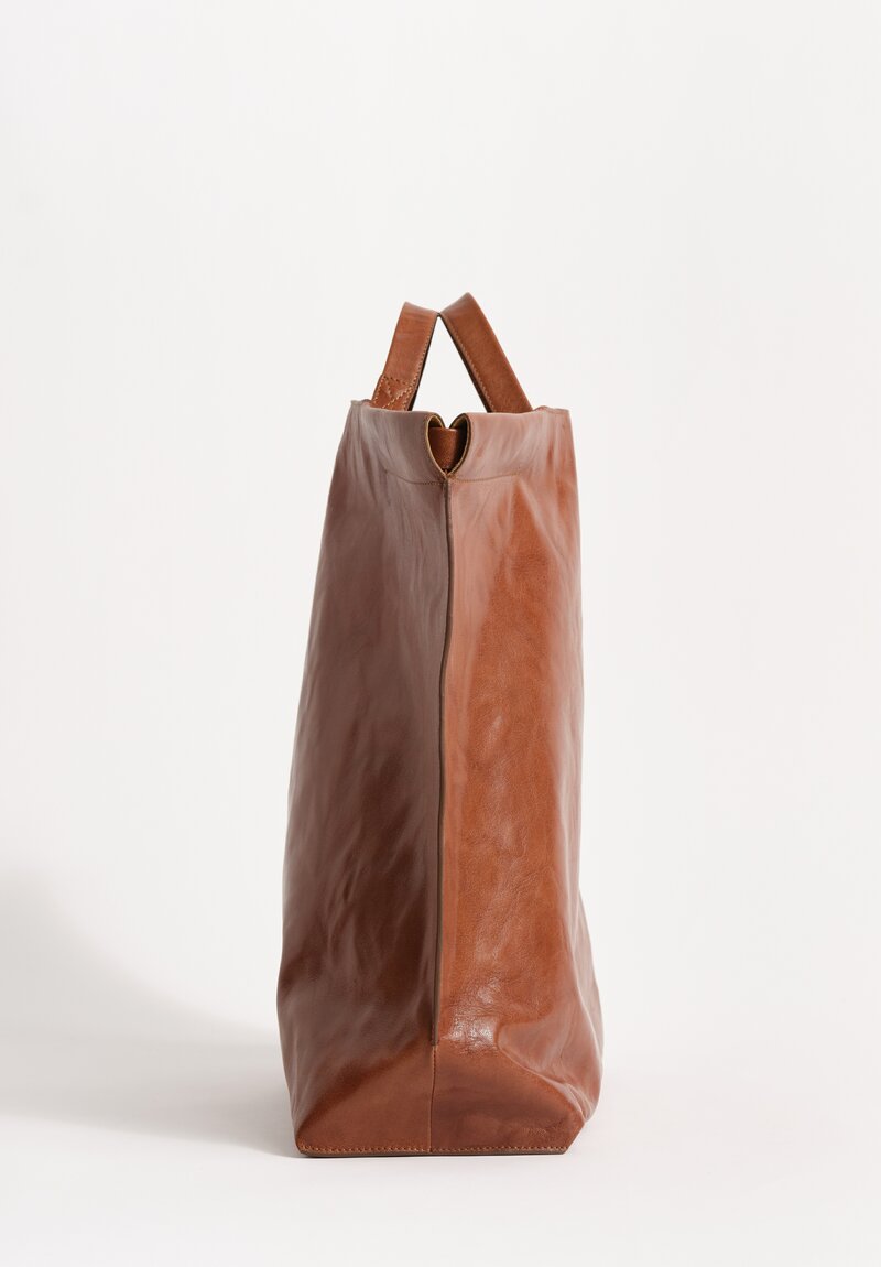 Bea Mombaers Tumbled Buffalo Leather Large Shopper Bag Cognac Brown