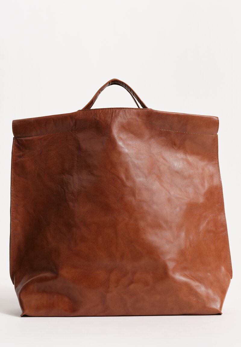 Bea Mombaers Tumbled Buffalo Leather Large Shopper Bag Cognac Brown