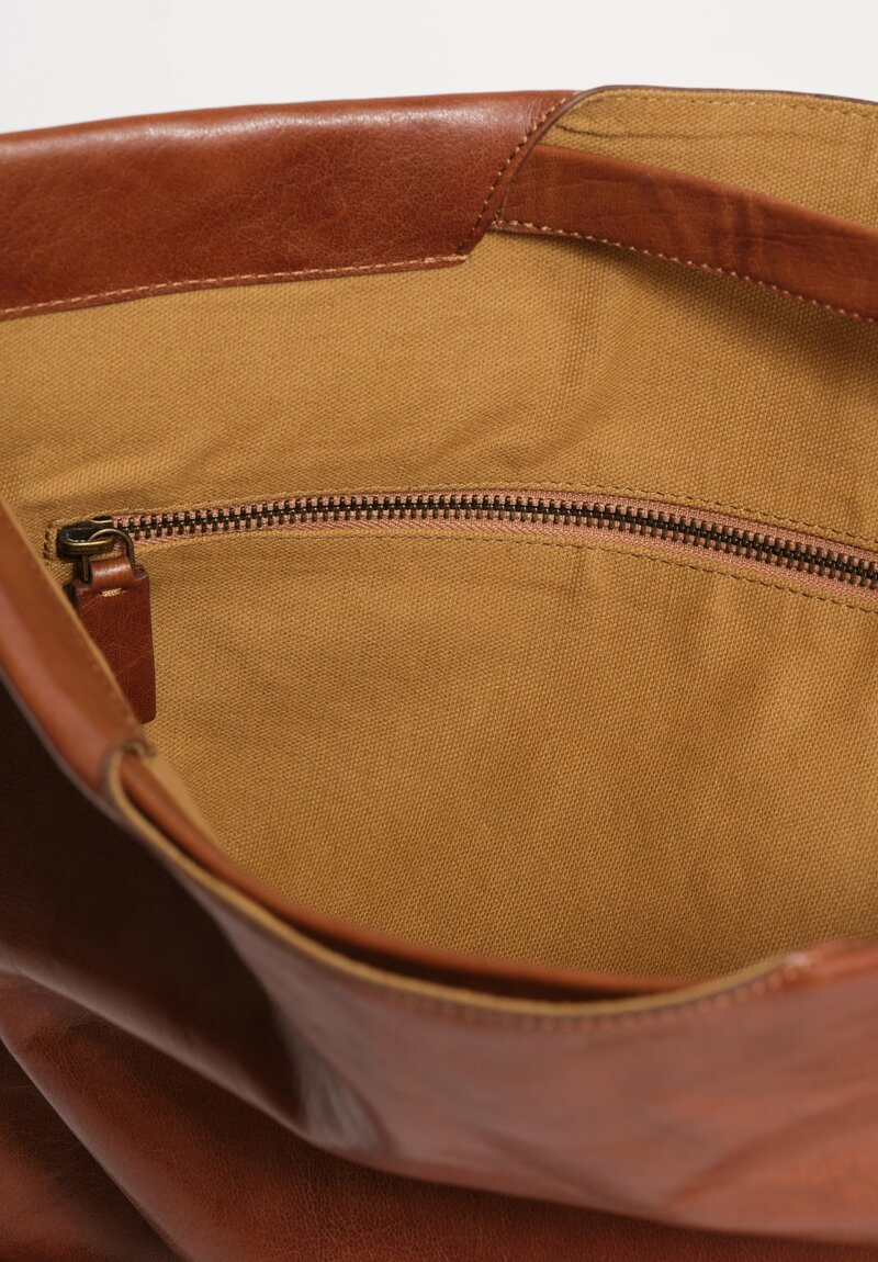 Bea Mombaers Tumbled Buffalo Leather Large Shopper Bag Cognac Brown