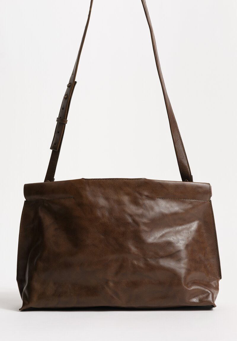Bea Mombaers Tumbled Buffalo Leather Midi Shopper Bag Dark Hazel Olive