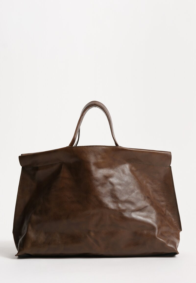 Bea Mombaers Tumbled Buffalo Leather Midi Shopper Bag Dark Hazel Olive