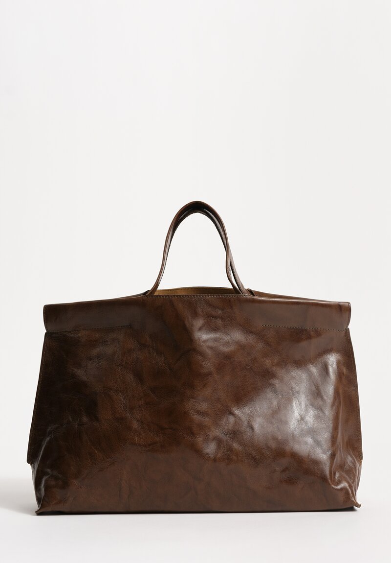 Bea Mombaers Tumbled Buffalo Leather Midi Shopper Bag Dark Hazel Olive