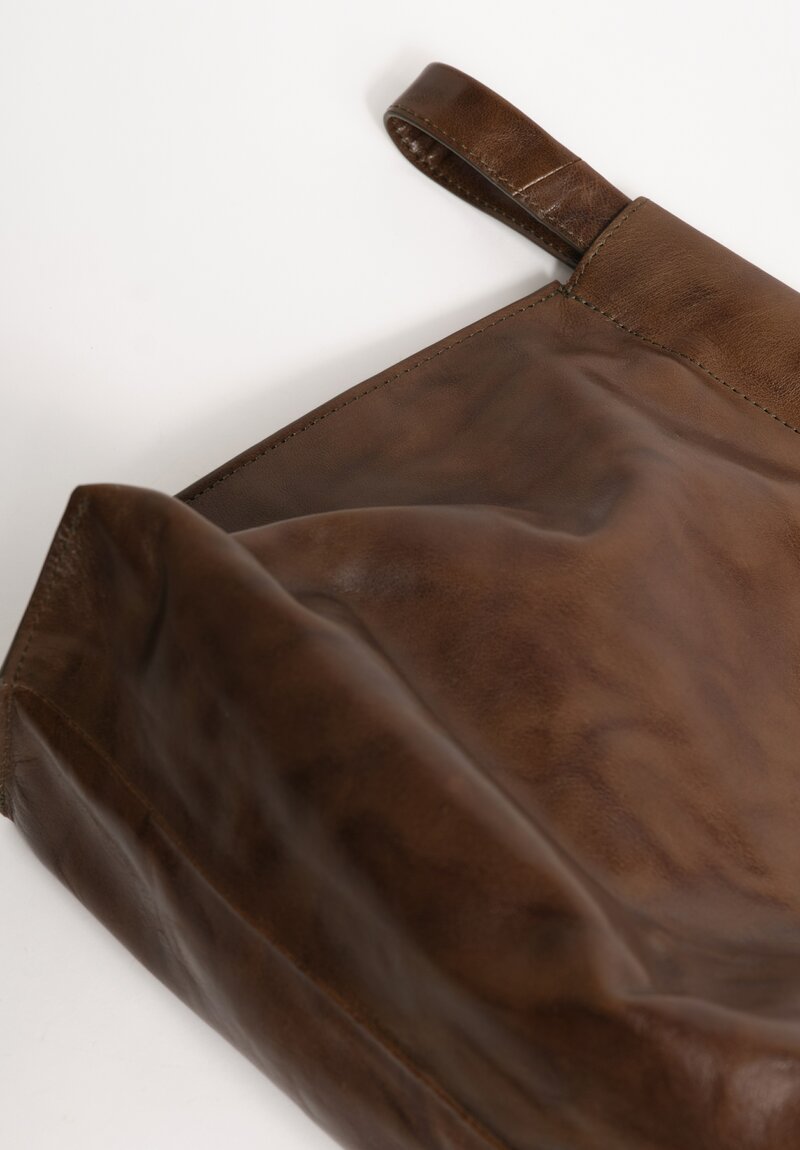 Bea Mombaers Tumbled Buffalo Leather Midi Shopper Bag Dark Hazel Olive