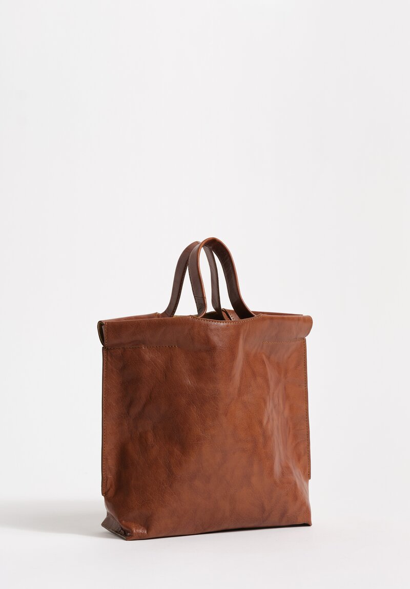 Bea Mombaers Tumbled Buffalo Leather Small Shopper Bag Cognac Brown
