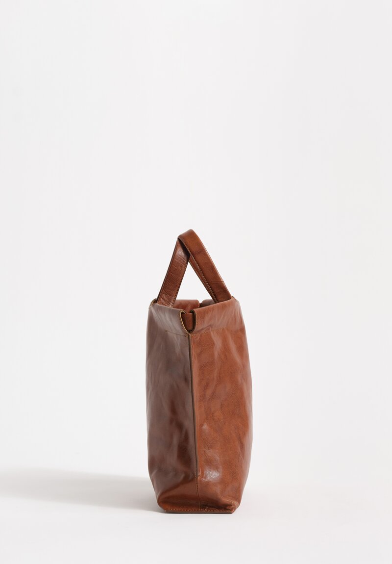 Bea Mombaers Tumbled Buffalo Leather Small Shopper Bag Cognac Brown