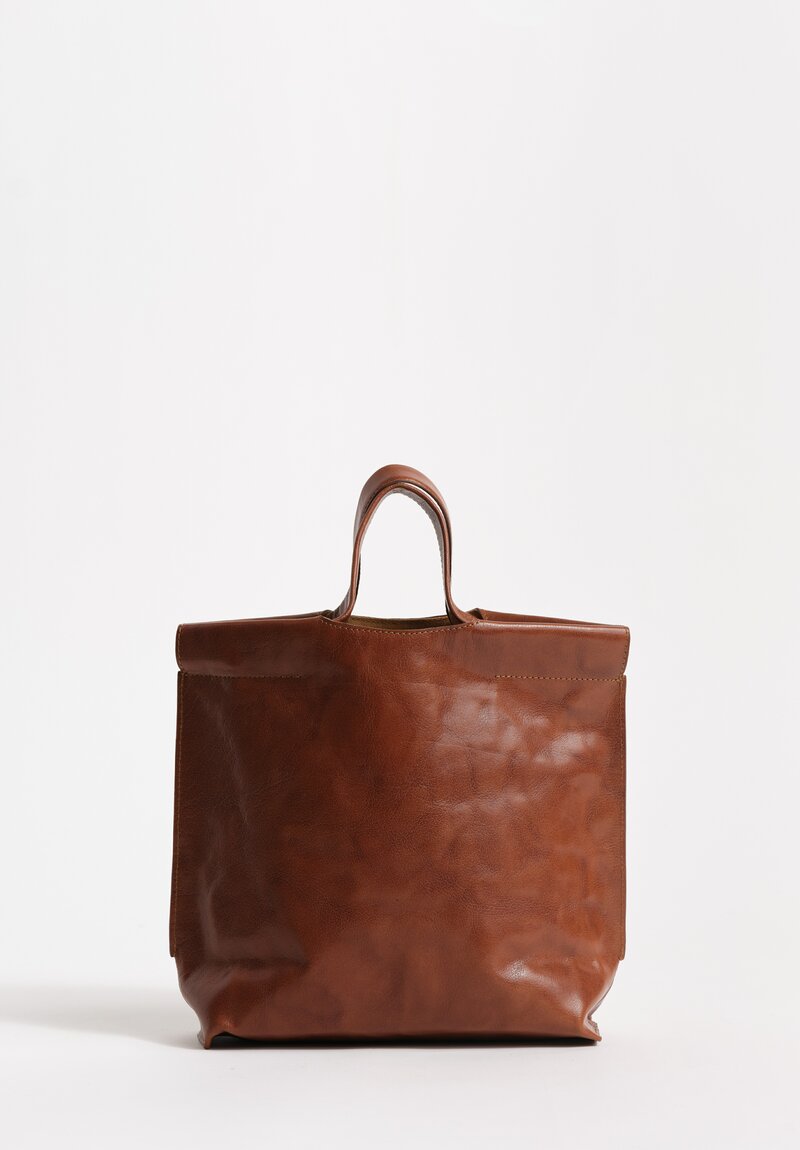 Bea Mombaers Tumbled Buffalo Leather Small Shopper Bag Cognac Brown