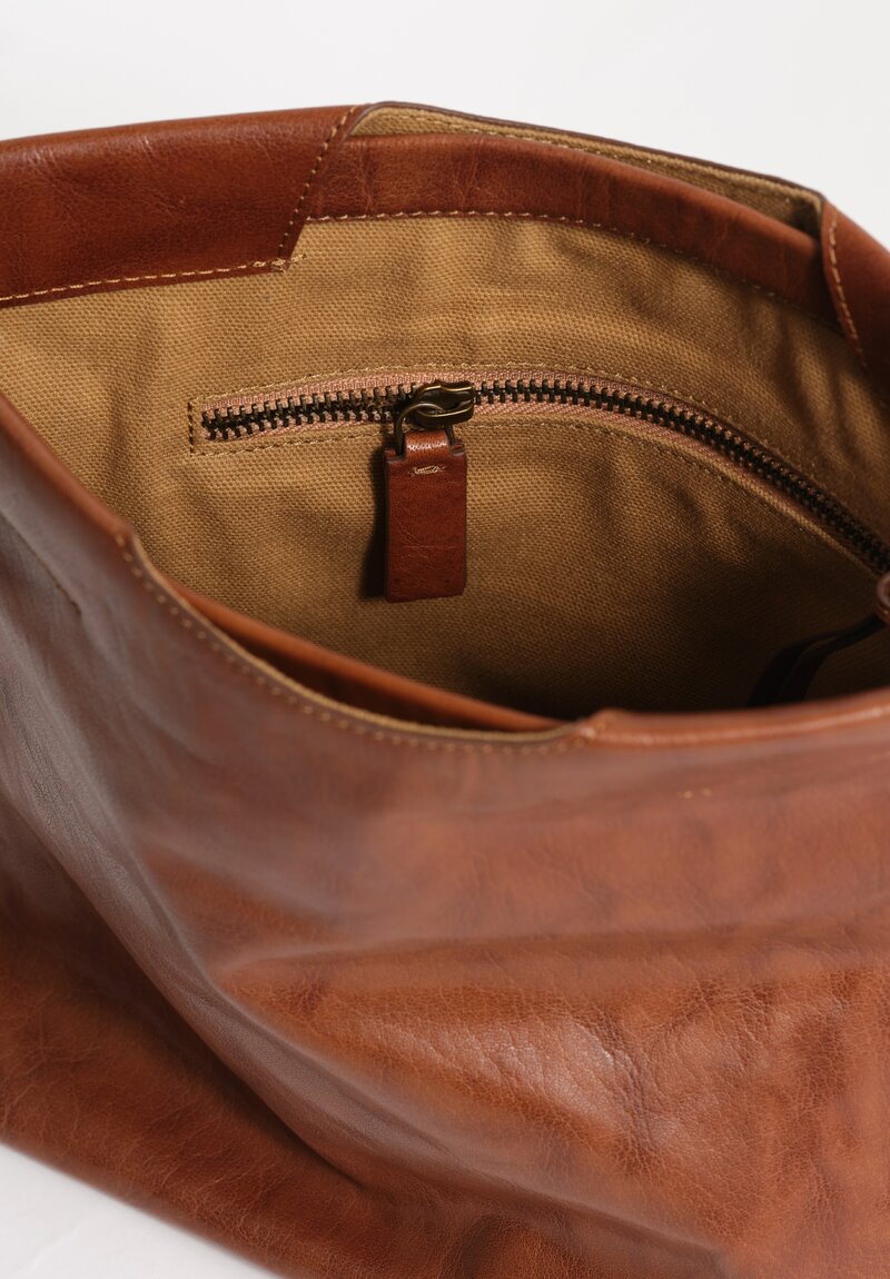 Bea Mombaers Tumbled Buffalo Leather Small Shopper Bag Cognac Brown