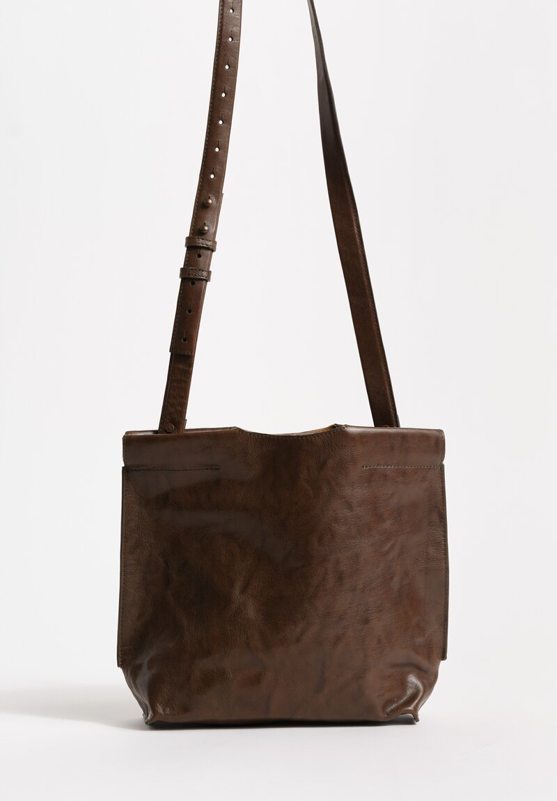 Bea Mombaers Tumbled Buffalo Leather Small Shopper Bag Dark Hazel Olive