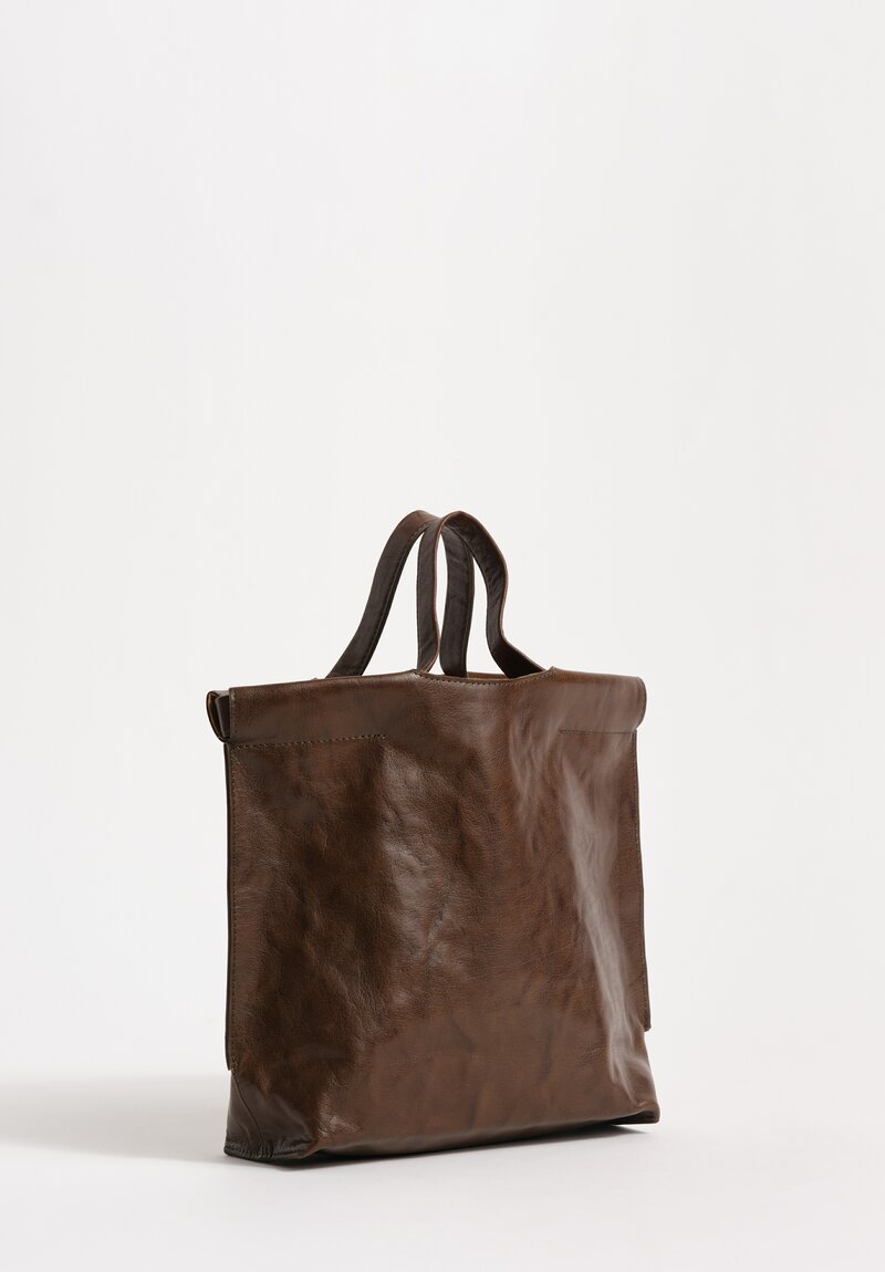 Bea Mombaers Tumbled Buffalo Leather Small Shopper Bag Dark Hazel Olive