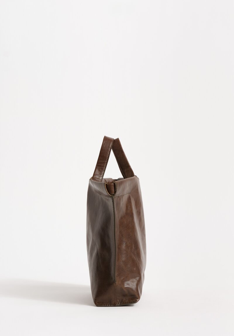 Bea Mombaers Tumbled Buffalo Leather Small Shopper Bag Dark Hazel Olive