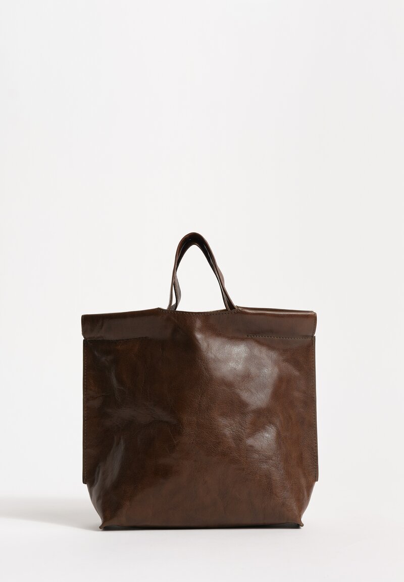 Bea Mombaers Tumbled Buffalo Leather Small Shopper Bag Dark Hazel Olive