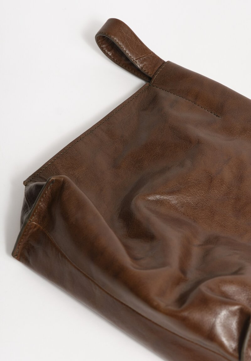 Bea Mombaers Tumbled Buffalo Leather Small Shopper Bag Dark Hazel Olive