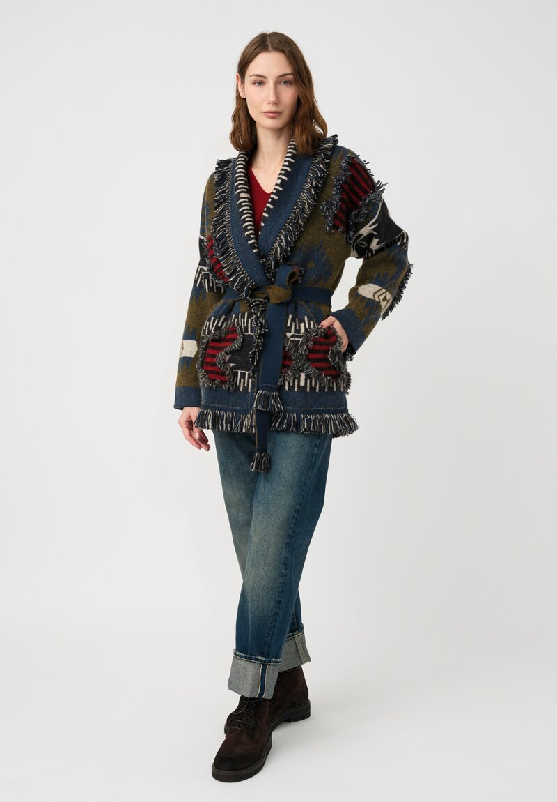 Alanui Fil Coupé Jacquard Grunge Anthem Cardigan	