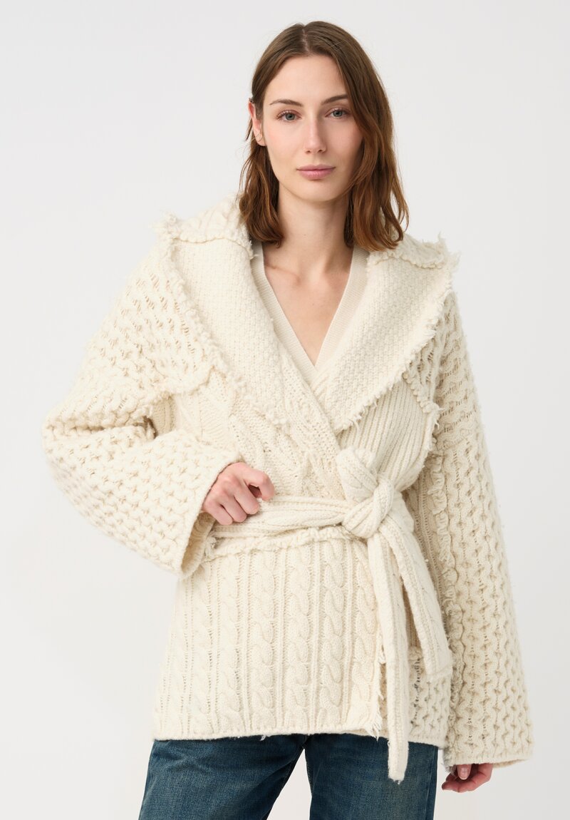 Alanui Virgin Wool & Cashmere Patchwork Pulse Cardigan in Chalk White	