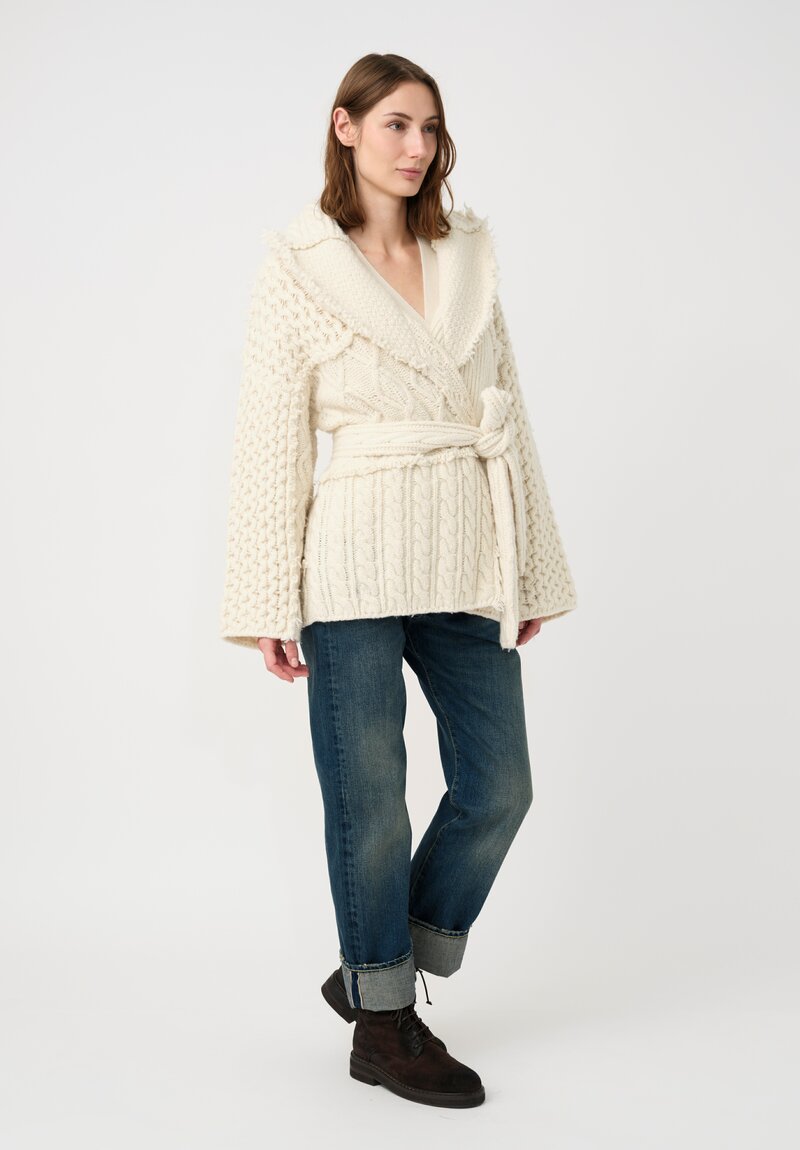 Alanui Virgin Wool & Cashmere Patchwork Pulse Cardigan in Chalk White	