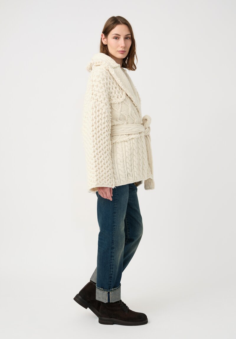 Alanui Virgin Wool & Cashmere Patchwork Pulse Cardigan in Chalk White	