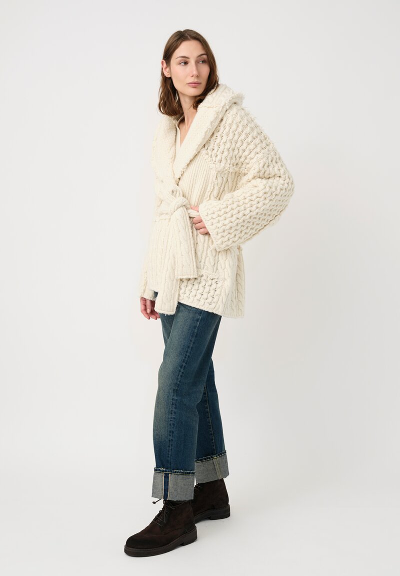 Alanui Virgin Wool & Cashmere Patchwork Pulse Cardigan in Chalk White	
