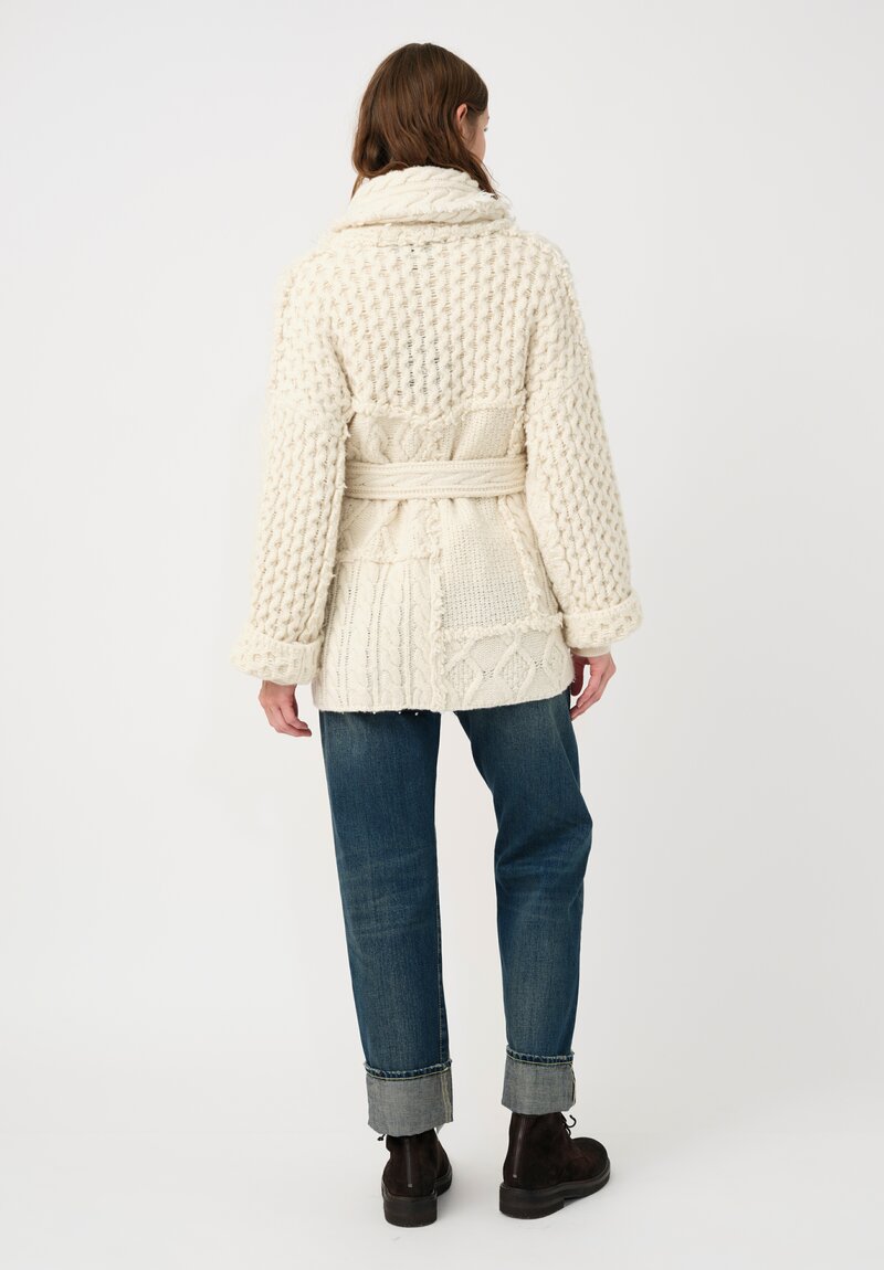 Alanui Virgin Wool & Cashmere Patchwork Pulse Cardigan in Chalk White	
