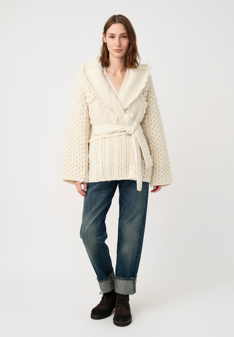 Alanui Virgin Wool & Cashmere Patchwork Pulse Cardigan in Chalk White	