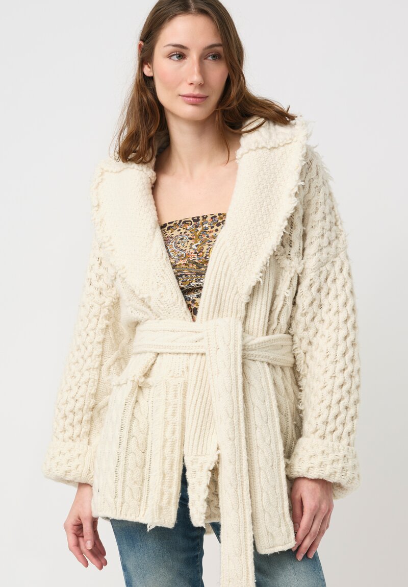 Alanui Jacquard Knit Patchwork Pulse Cardigan in Chalk White