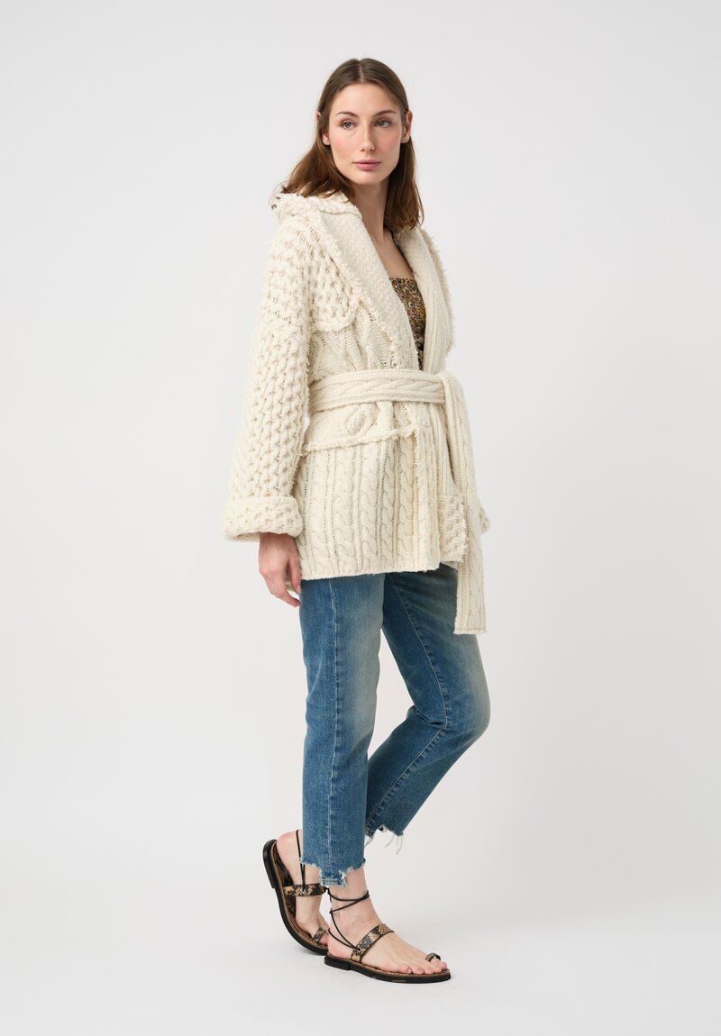 Alanui Jacquard Knit Patchwork Pulse Cardigan in Chalk White