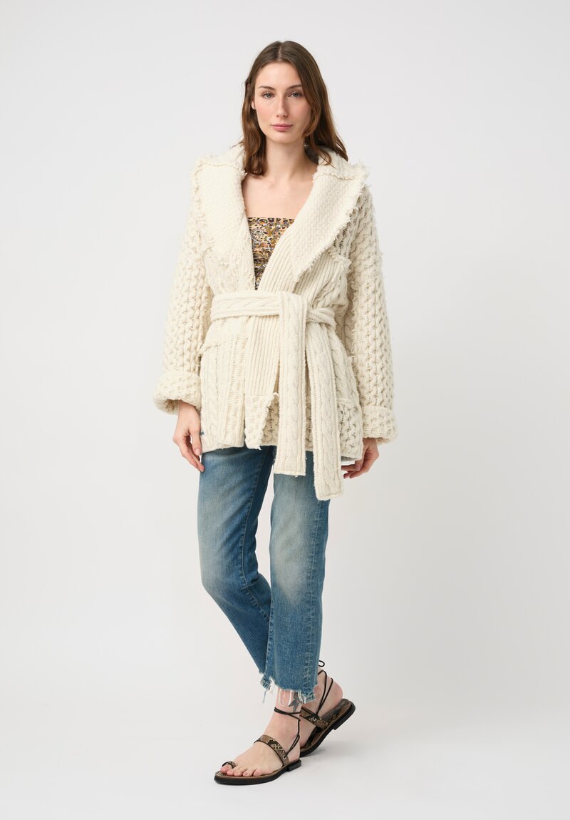 Alanui Jacquard Knit Patchwork Pulse Cardigan in Chalk White