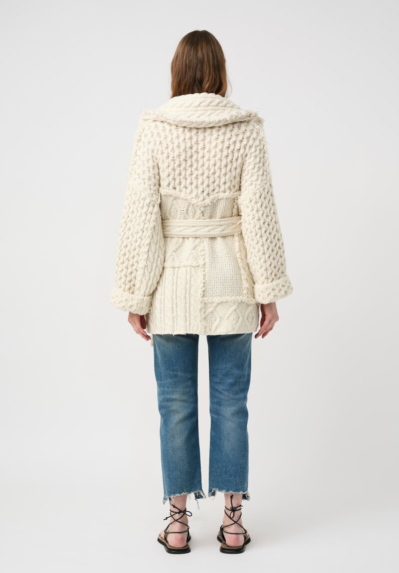 Alanui Jacquard Knit Patchwork Pulse Cardigan in Chalk White