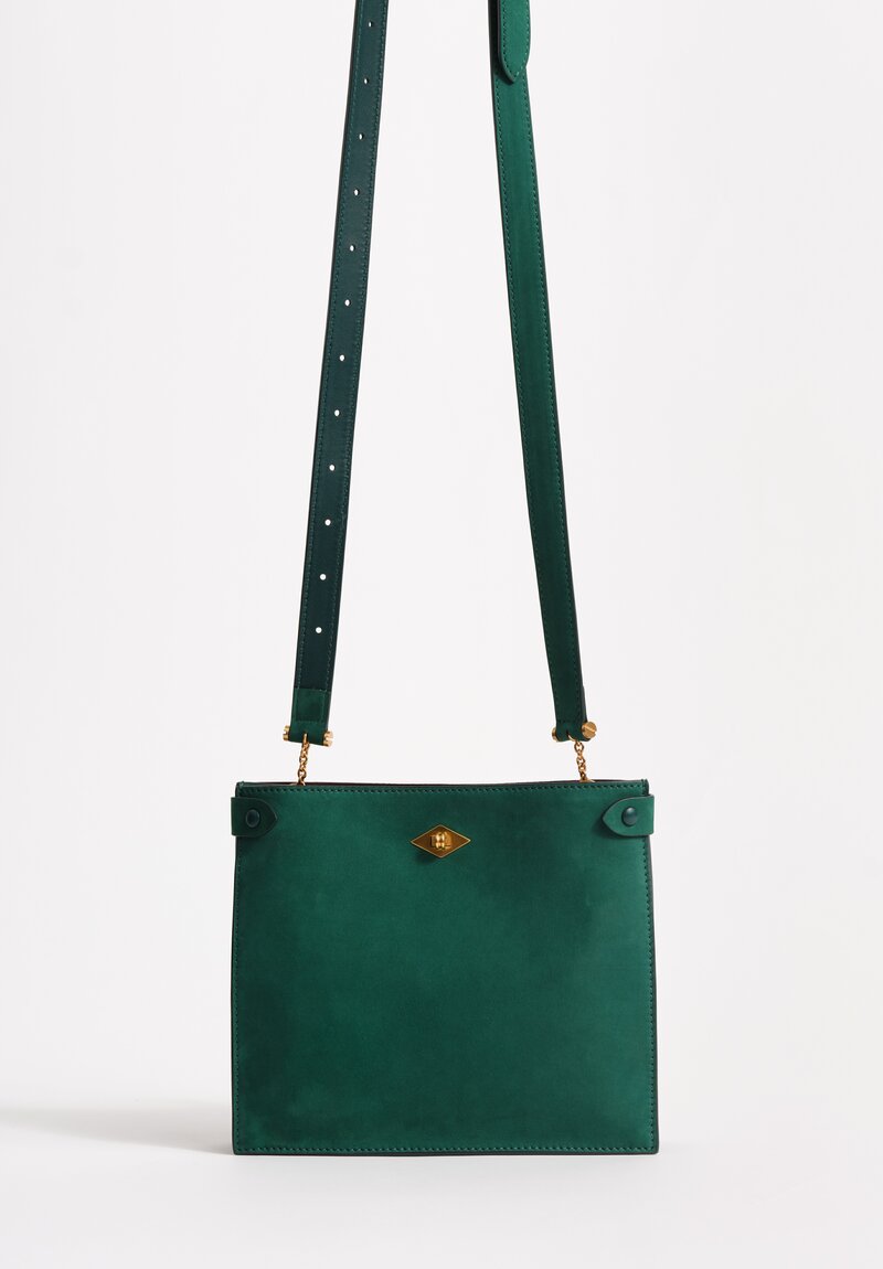 Métier Nubuck Leather Stowaway Crossbody Bag in Emerald Green