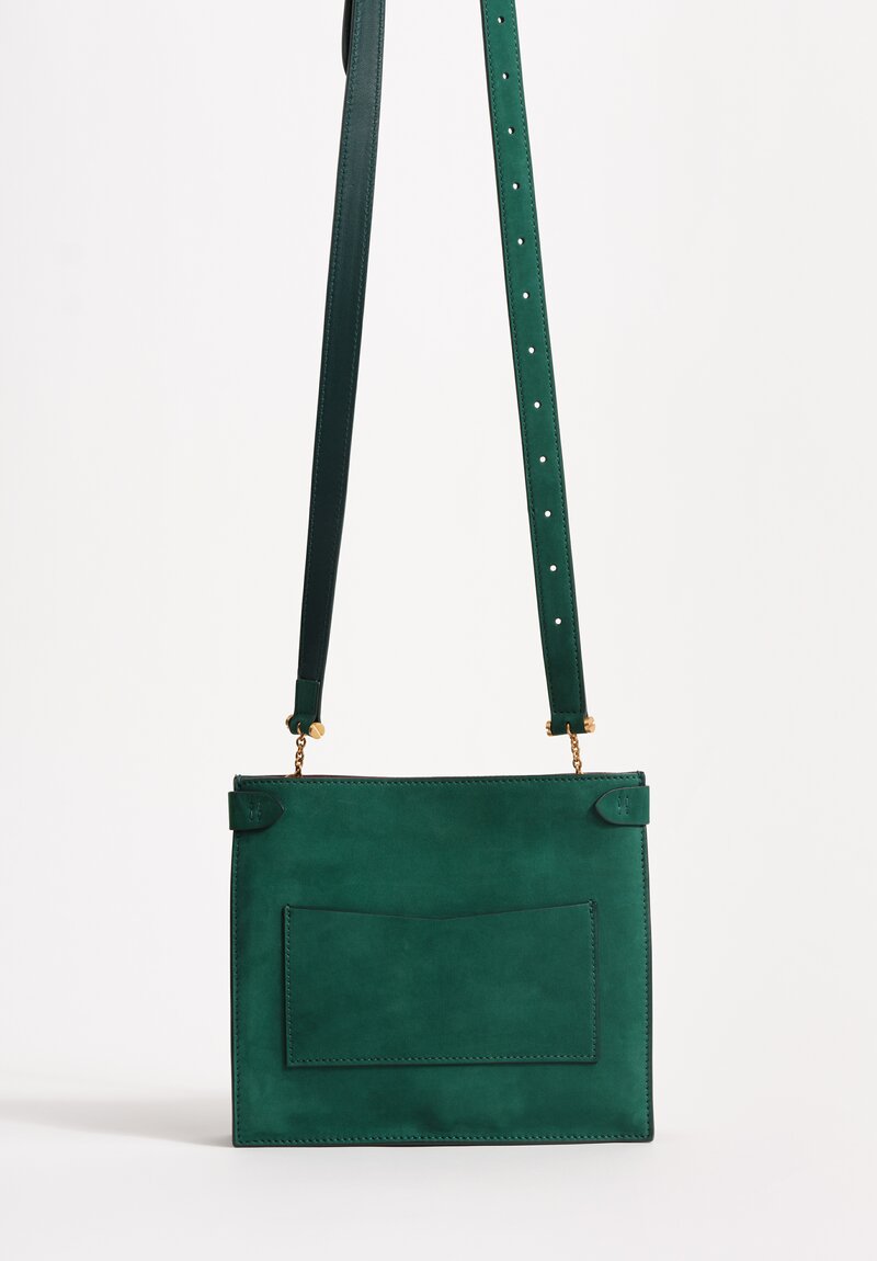 Métier Nubuck Leather Stowaway Crossbody Bag in Emerald Green