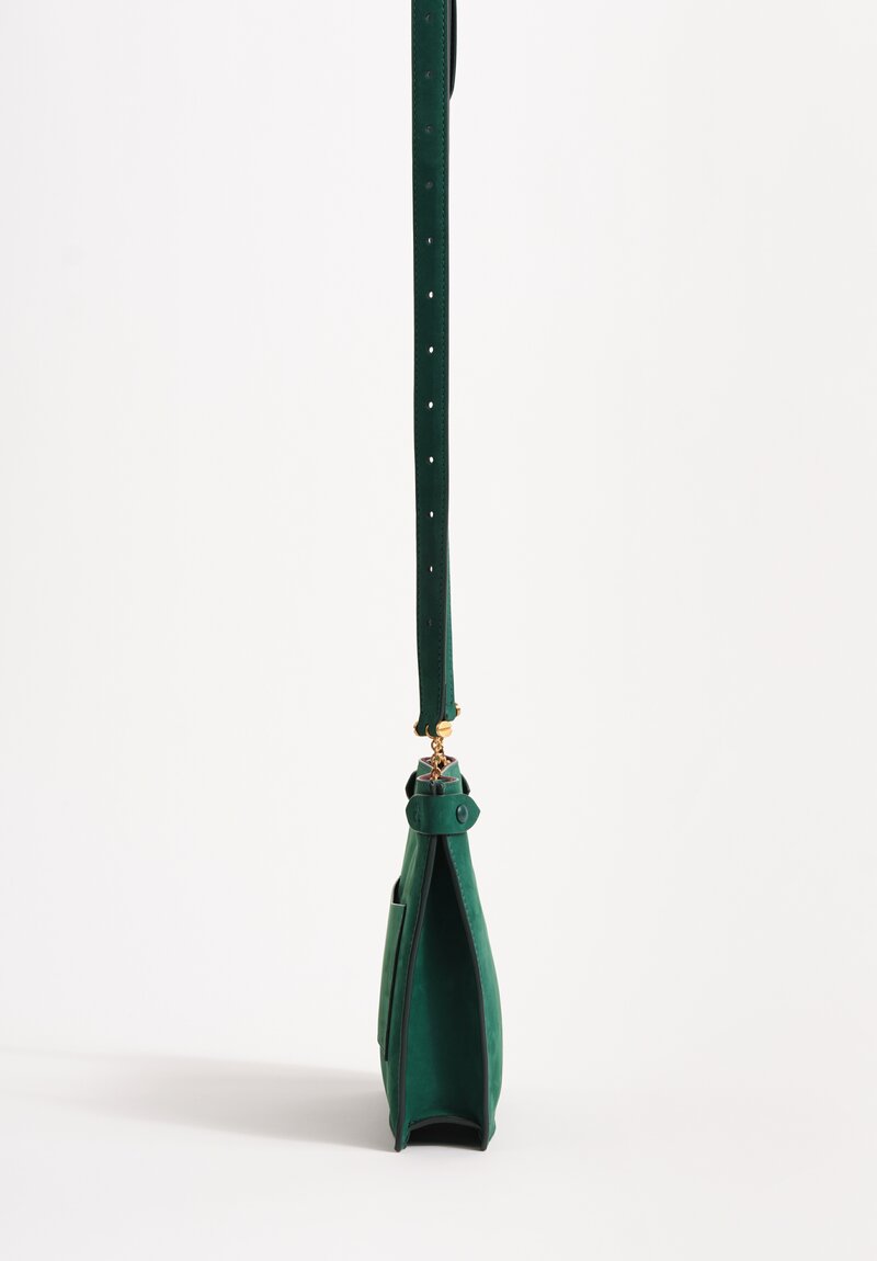 Métier Nubuck Leather Stowaway Crossbody Bag in Emerald Green