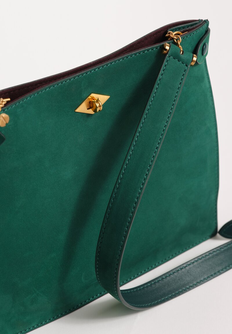 Métier Nubuck Leather Stowaway Crossbody Bag in Emerald Green