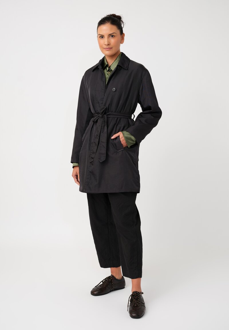 Dries Van Noten Twill Ramblasa Technical Trench Coat in Deep Petrol Blue