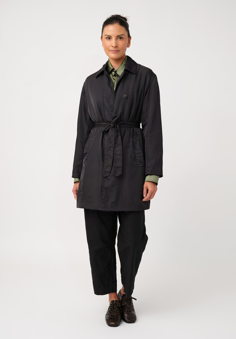 Dries Van Noten Twill Ramblasa Technical Trench Coat in Deep Petrol Blue