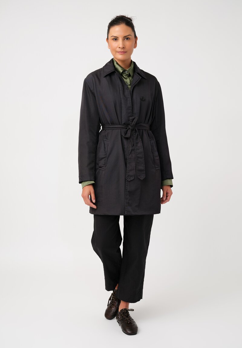 Dries Van Noten Twill Ramblasa Technical Trench Coat in Deep Petrol Blue