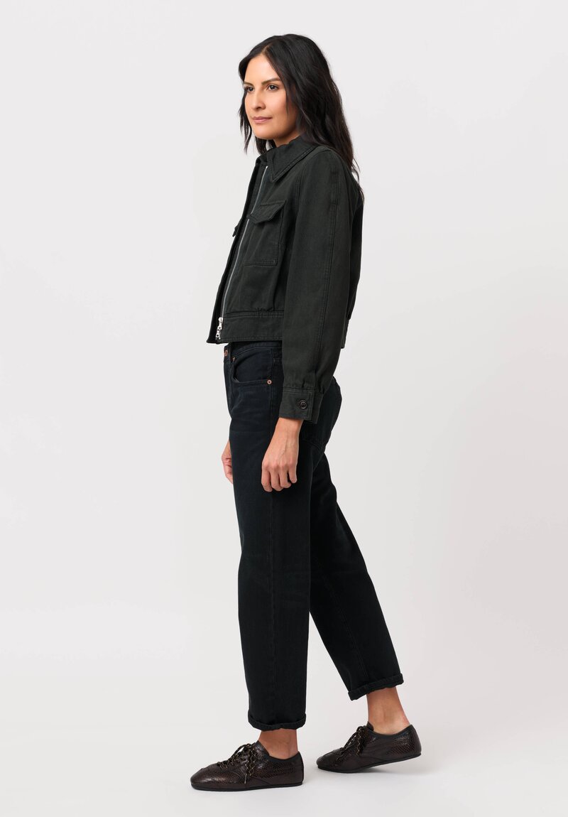 Dries Van Noten Cotton Denim Vistam Jacket in Dark Ivy Green
