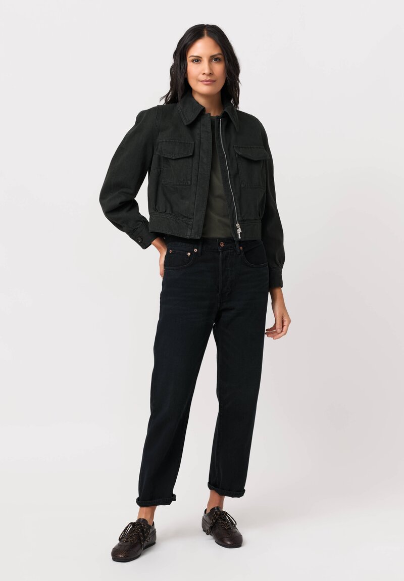Dries Van Noten Cotton Denim Vistam Jacket in Dark Ivy Green