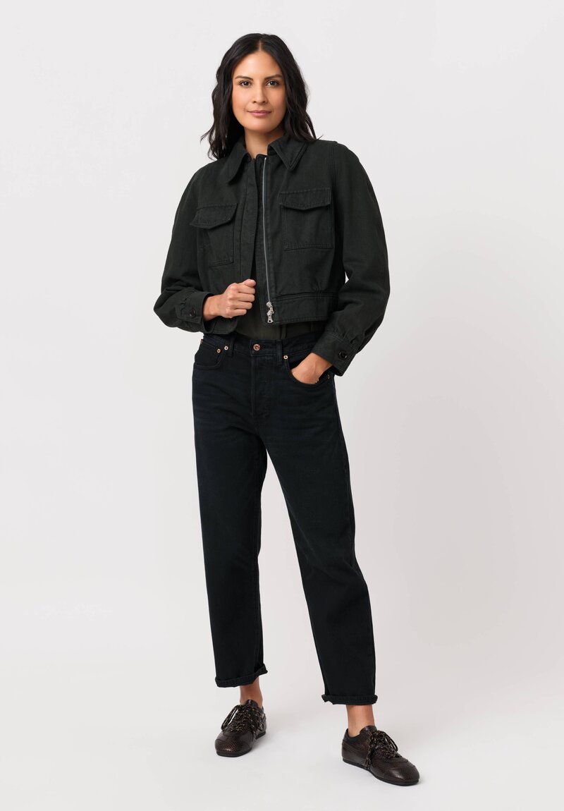 Dries Van Noten Cotton Denim Vistam Jacket in Dark Ivy Green