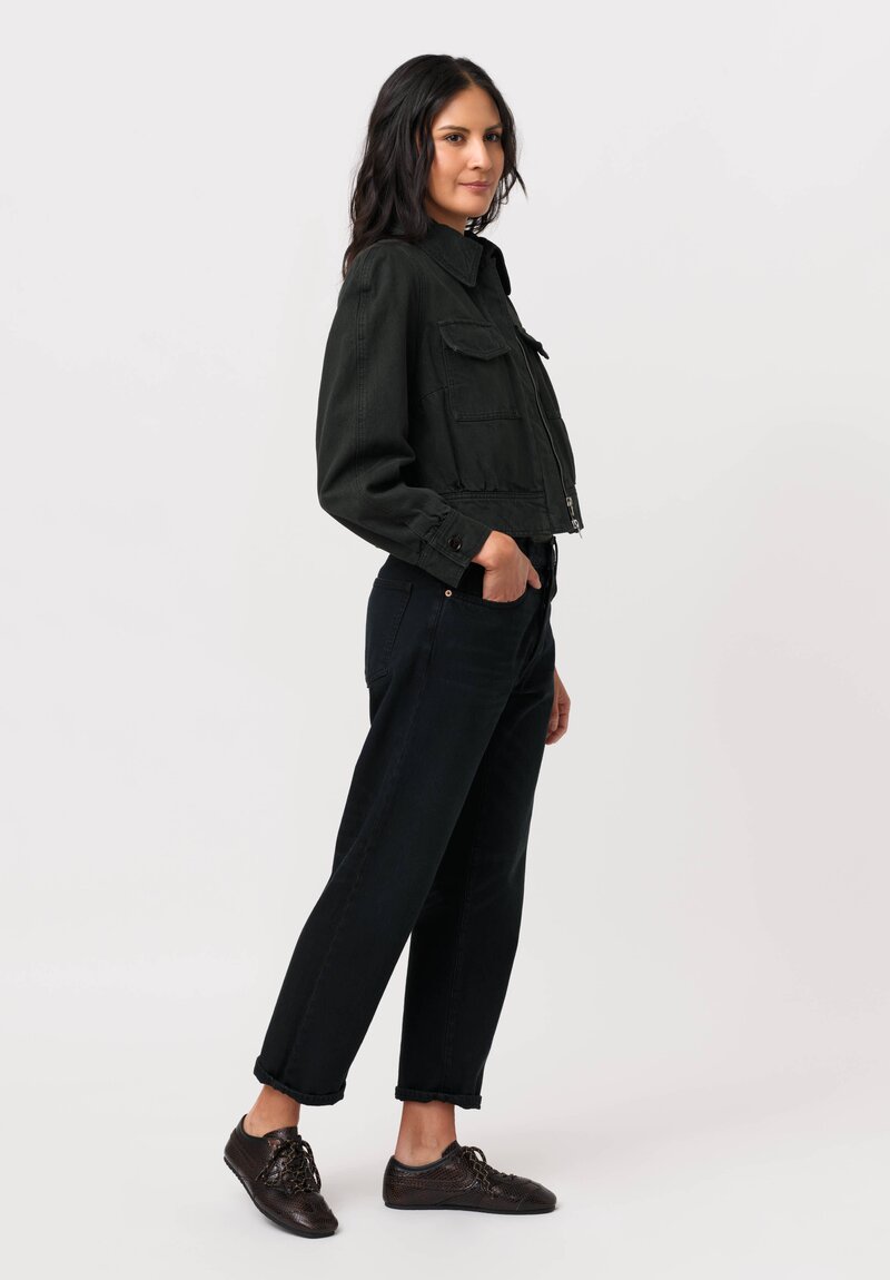 Dries Van Noten Cotton Denim Vistam Jacket in Dark Ivy Green